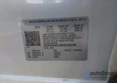 2024 Honda Prologue Touring z USA, uszkodzony, nr VIN 3GPKHXRJ0RS536358